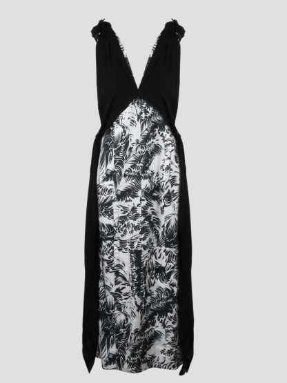 Bottega Veneta Print Silk Feathers Dress