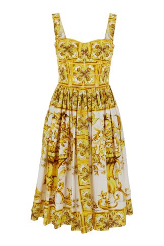 Dolce & Gabbana Long Sleeveless Dress Tris Maioliche