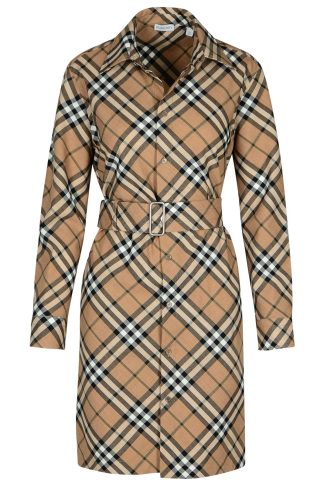 Burberry check Dress In Beige Wool Blend