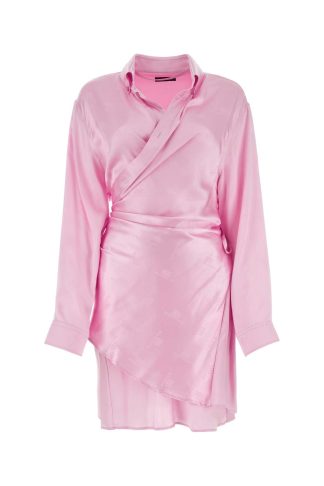 Balenciaga Pink Silk Shirt Dress