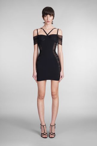 Mugler Dress In Black Viscose