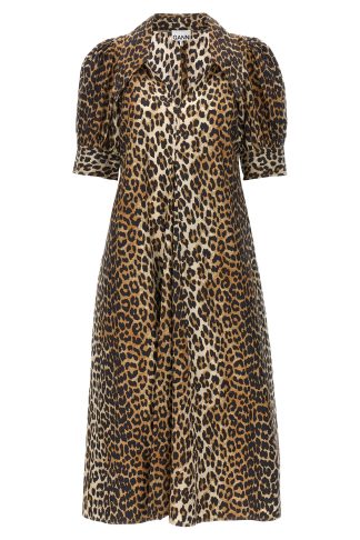 Ganni Animal Print Midi Dress