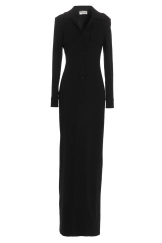 Saint Laurent Double Sabl? Long Dress