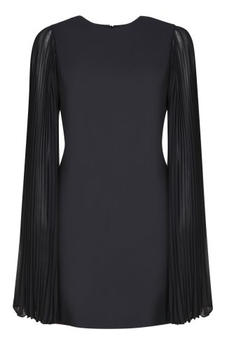 Parosh Black Pleated Cady Mini Dress