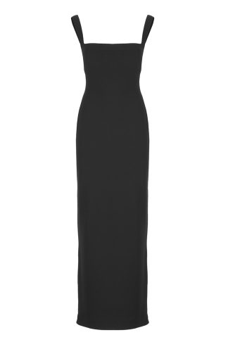 Solace London joni Black Maxi Dress With Square Neck And Open Back Woman