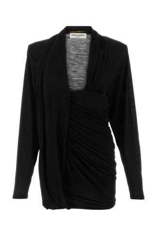 Saint Laurent Black Wool Mini Dress