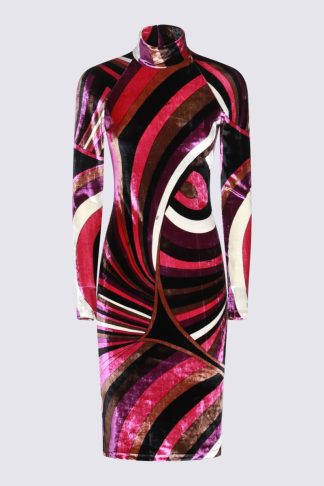 Pucci Black And Red Viscose Mini Dress