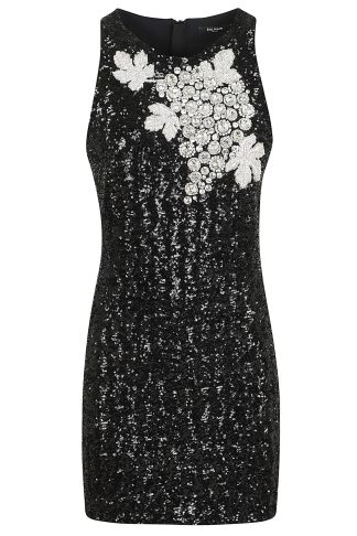 Balmain Hltrnck Sequins Emb Raisin Short Dress