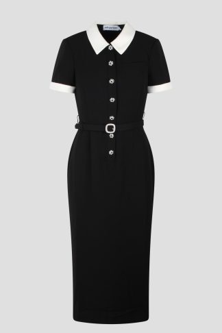 self-portrait Crepe Contrast Midi Dress