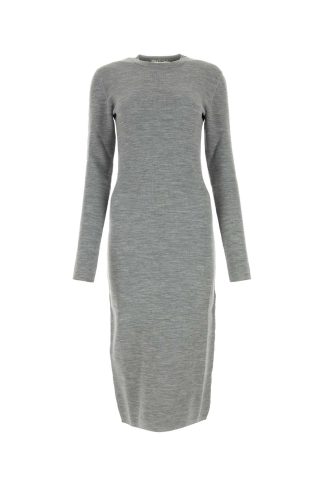 Fendi Melange Grey Wool Blend Dress