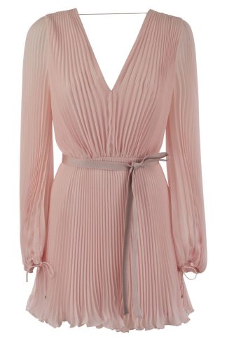 Max Mara V-neck Pleated Mini Dress